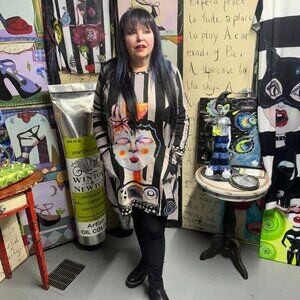 Typewriter girl100% cotton dress w pockets